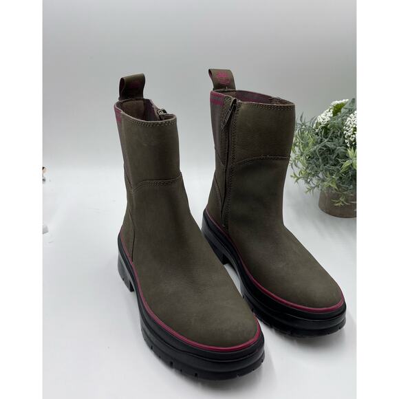 Timberland Women's Malynn‎ Side Zip Boots Leather Waterproof Olive Color Sz 6.5 - Picture 2 of 16